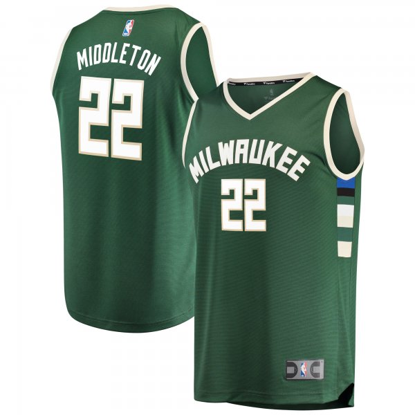 Men's Milwaukee Bucks Khris Middleton Fanatics Green Fast Break Road Replica Player Jersey - Icon Edition