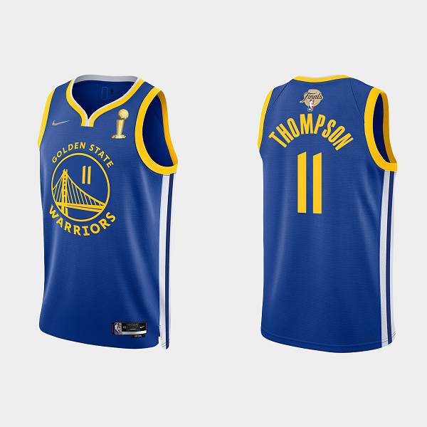 2022 NBA Finals Champions Men's Golden State Warriors Klay Thompson #11 Royal Icon Royal Jersey