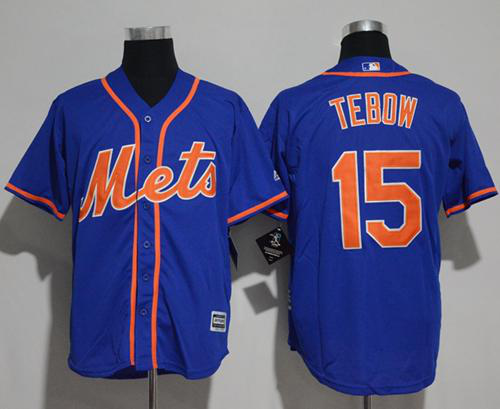 New York Mets #15 Tim Tebow Blue New Cool Base Alternate Home Stitched MLB Jersey