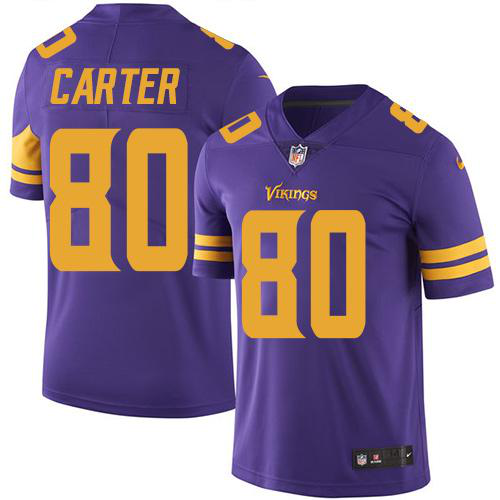 Nike Minnesota Vikings #80 Cris Carter Purple Men's Stitched NFL Limited New Color Rush Jersey