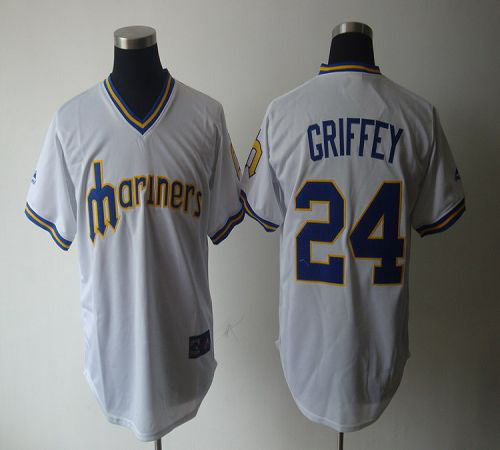 Women's Seattle Mariners #24 Ken Griffey White Cooperstown Throwback Stitched MLB Jersey