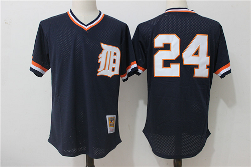 Mitchell and Ness Detroit Tigers #24 Miguel Cabrera Dark Blue MLB Jersey