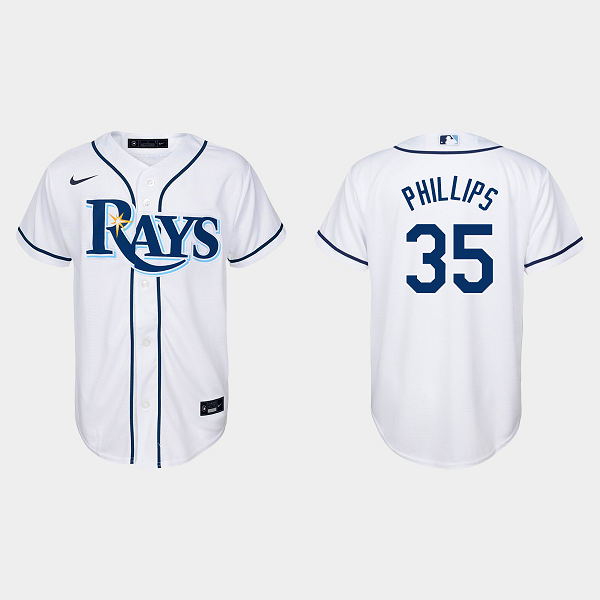 Youth Tampa Bay Rays #35 Brett Phillips White Home MLB Jersey