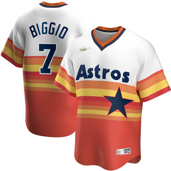 Men's NIKE Houston Astros #7 Craig Biggio Home Cooperstown Collection Player White MLB Jersey