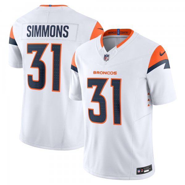 Men's Denver Broncos Justin Simmons Nike White Vapor F.U.S.E. Limited Jersey