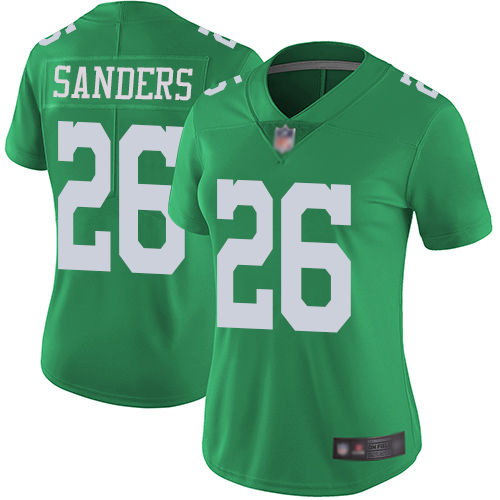 Philadelphia Eagles #26 Miles Sanders Green Women's Stitched NFL Limited Rush Jersey