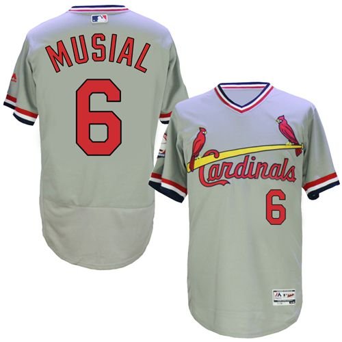 St. Louis Cardinals #6 Stan Musial Grey Flexbase Collection Cooperstown Stitched MLB Jersey