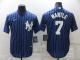 Men's Nike New York Yankees #7 Mickey Mantle Bule Strip Throwback Cool Base MLB Stitched Jersey