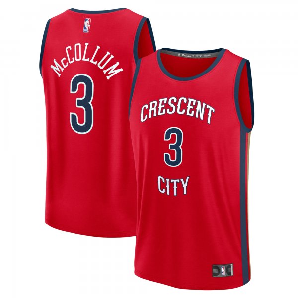 Men's New Orleans Pelicans CJ McCollum Fanatics Red Fast Break Replica Jersey - Statement Edition