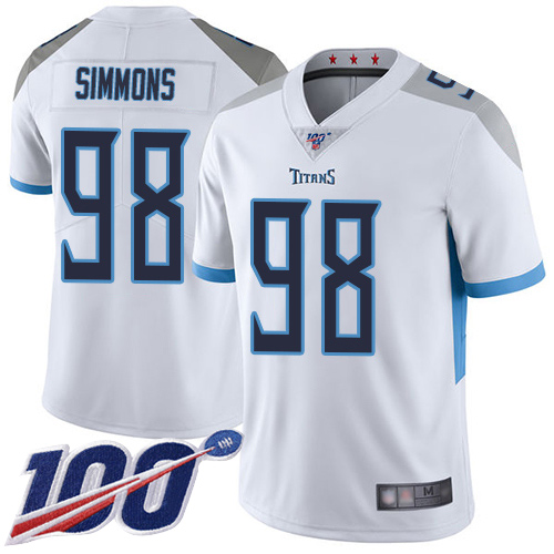 Tennessee Titans #98 Jeffery Simmons White Men's Stitched NFL 100th Season Vapor Limited Jersey