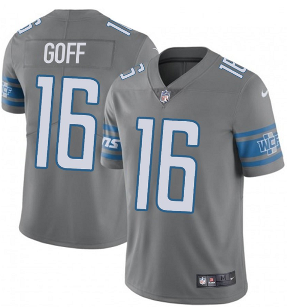 Men's Nike Detroit Lions #16 Jared Goff Football Gray Limited Stitched Jersey