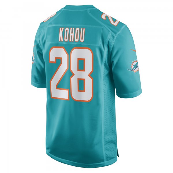 Men's Miami Dolphins Kader Kohou Nike Aqua Game Player Jersey