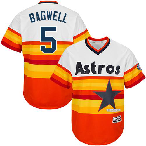 Houston Astros #5 Jeff Bagwell White/Orange Flexbase Collection Cooperstown Stitched MLB Jersey