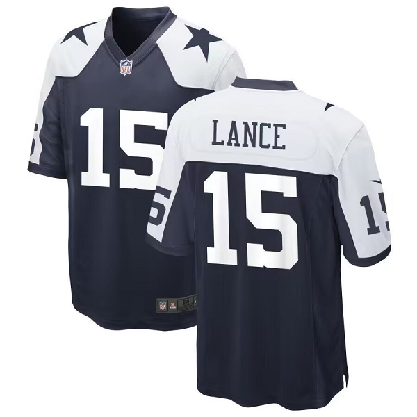 Men's Nike Dallas Cowboys Alternate Nike #15 Trey Lance Navy Game Jersey