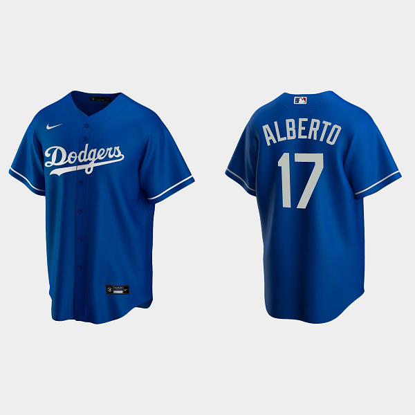 Men's Los Angeles Dodgers #17 Hanser Alberto Replica Alternate Cool Base MLB Jersey - Royal