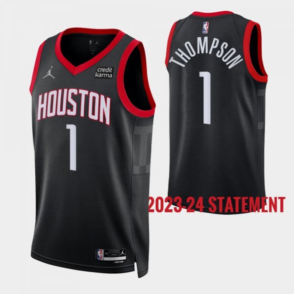 2023-24 Statement Edition Houston Rockets #1 Amen Thompson Black Swingman Jersey