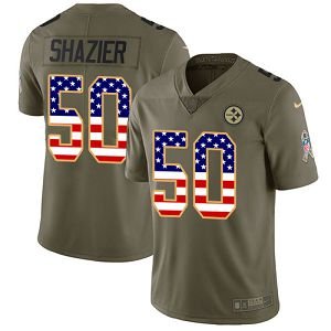 Nike Pittsburgh Steelers #50 Ryan Shazier Olive/USA Flag Men's Stitched NFL Limited 2017 Salute To Service Jersey