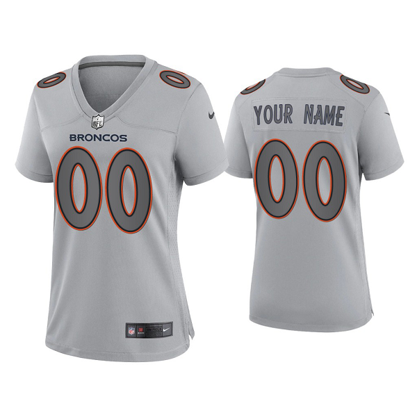 Women's Denver Broncos Custom Gray Atmosphere Fashion Game Jersey