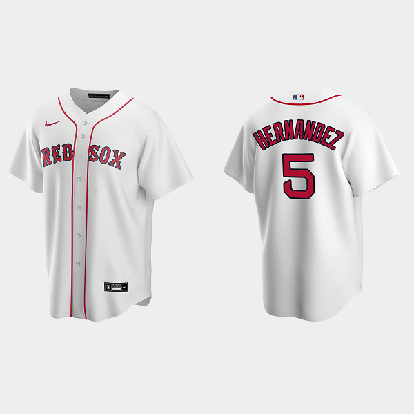 Men's Boston Red Sox #5 Enrique Hernandez Cool Base Home MLB Jersey - White