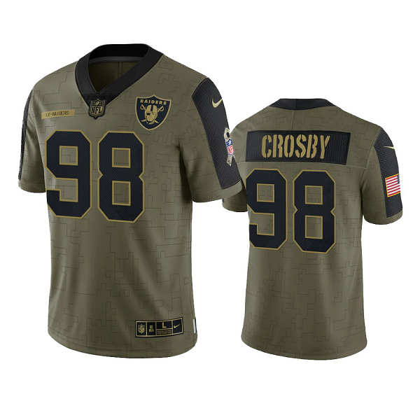 Las Vegas Raiders Maxx Crosby Olive 2021 Salute To Service Men's Limited NFL Jersey