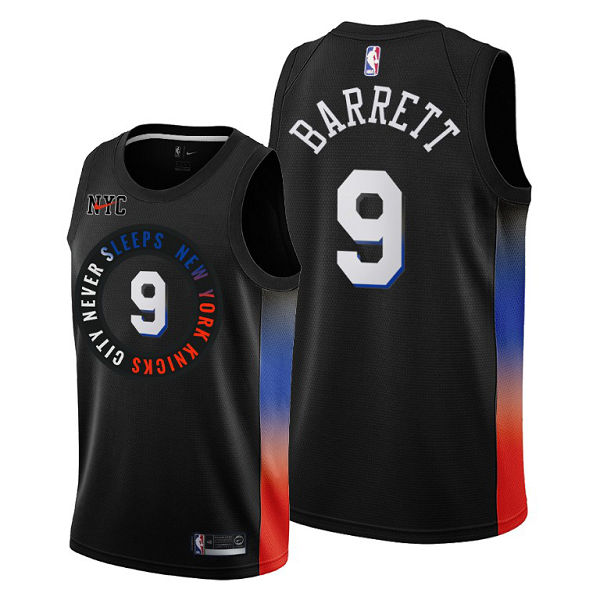 New York Knicks #9 RJ Barrett Black 2020-21 City Edition Men's Jersey