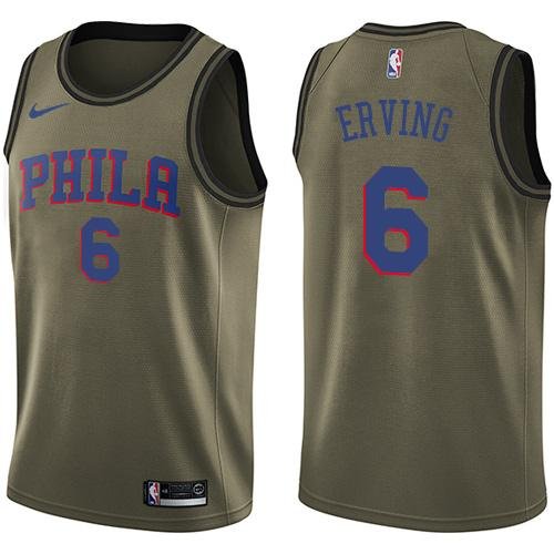 Men's Nike Philadelphia 76ers #6 Julius Erving Green Salute to Service Swingman NBA Jersey