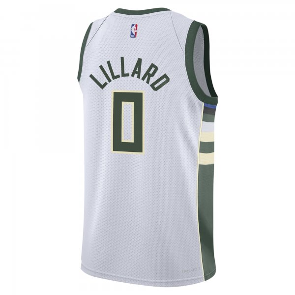 Youth Milwaukee Bucks Damian Lillard Nike White Swingman Jersey - Association Edition