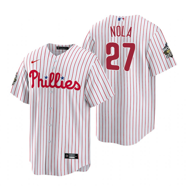 Men's Philadelphia Phillies Aaron Nola White 2022 World Series Cool Base Jersey