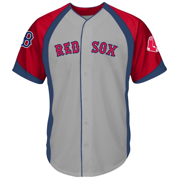 Men's Boston Red Sox Gray/Navy Big & Tall Colorblock Full-Button Jersey