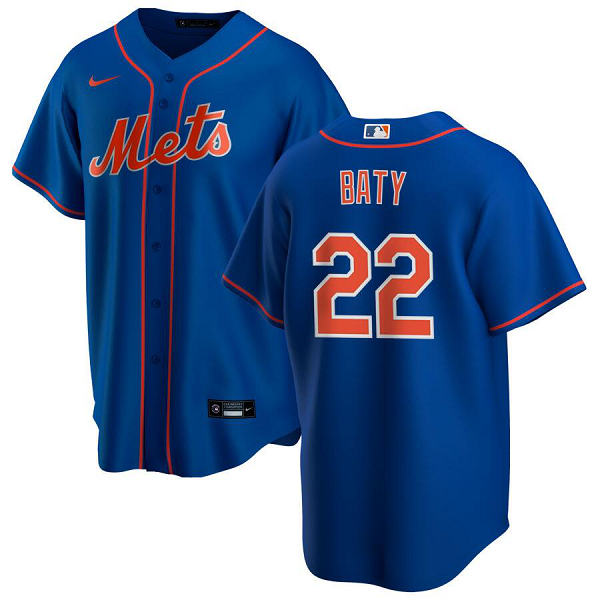 Men's New York Mets #22 Brett Baty Navy Home Cool Base Jersey