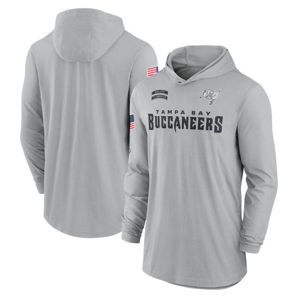 Men's Nike Gray Tampa Bay Buccaneers 2024 Salute to Service Lightweight Performance Long Sleeve Hoodie T-Shirt