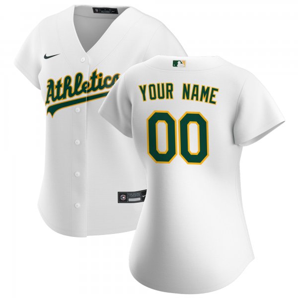 Women's Oakland Athletics Nike White Home Replica Custom Jersey