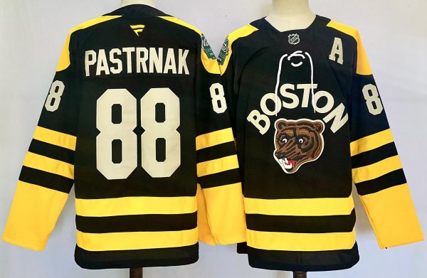 Men's #88 David Pastrnak Boston Bruins Black City Edition Jersey