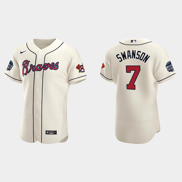 Dansby Swanson Atlanta Braves 2021 World Series MLB Flexbase Jersey - Cream