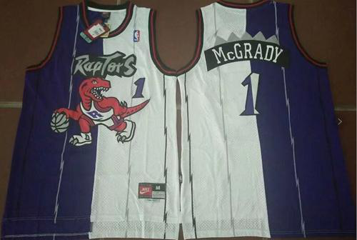 Men's Toronto Raptors #1 Tracy Mcgrady Purple/White Split Fashion Stitched NBA Jersey