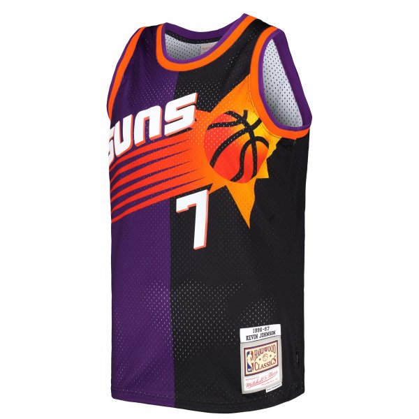 Men's Phoenix Suns Kevin Johnson Mitchell & Ness Purple/Black Hardwood Classics 1996/97 Split Swingman Jersey