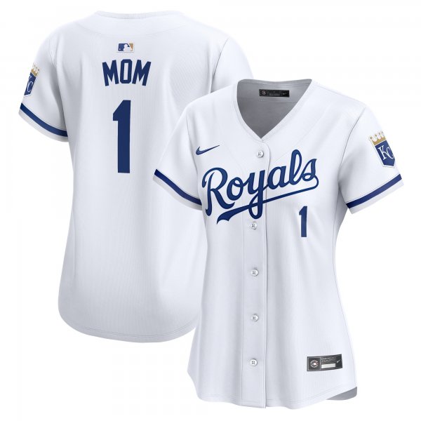 Women's Kansas City Royals Nike White #1 Mom Home Limited Jersey