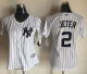 New York Yankees #2 Derek Jeter White Strip Women's Fashion Stitched MLB Jersey