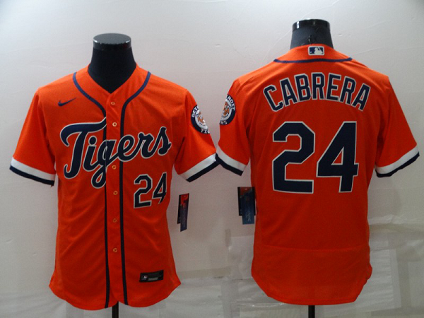 Men's Nike Detroit Tigers #24 Miguel Cabrera Orange Cool Base Stitched MLB Jersey