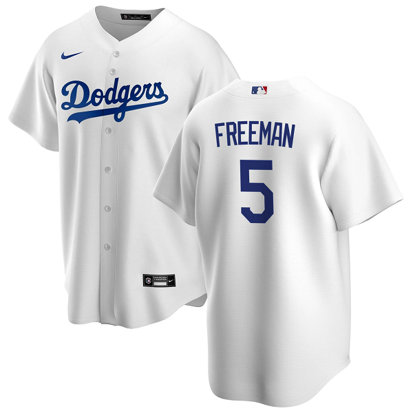 Youth Los Angeles Dodgers #5 Freddie Freeman Home Player White Jersey