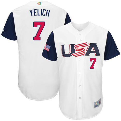 Team USA #7 Christian Yelich White 2017 World Baseball Classic Stitched Youth MLB Jersey