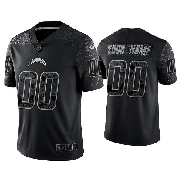 Men's Los Angeles Chargers Reflective Limited Custom Black Jersey