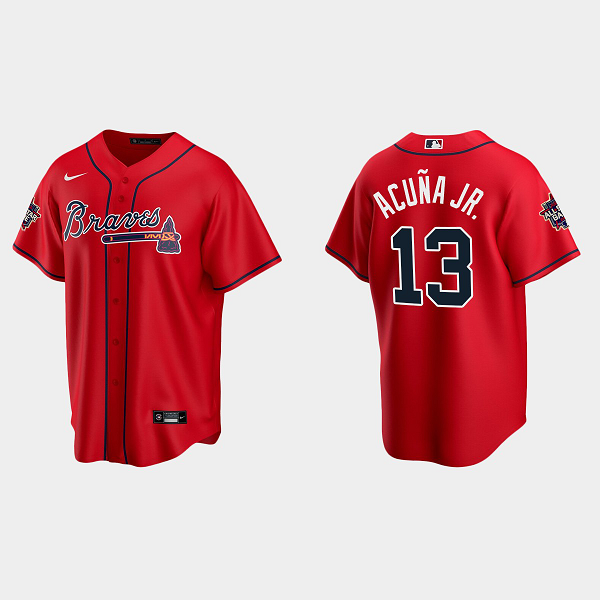 Men's Atlanta Braves #13 Ronald Acuna Jr. Red 2021 MLB All-Star Jersey