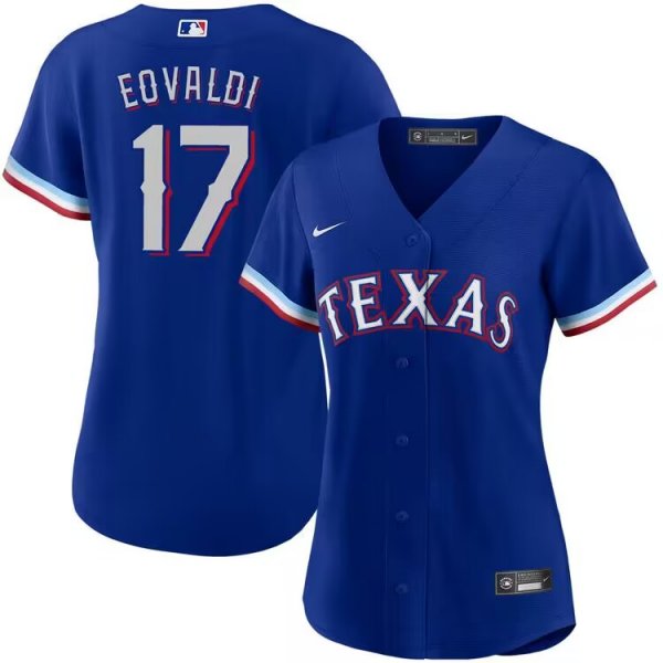 Women's Nike Texas Rangers #17 Nathan Eovaldi Royal Alternate Limited Jersey