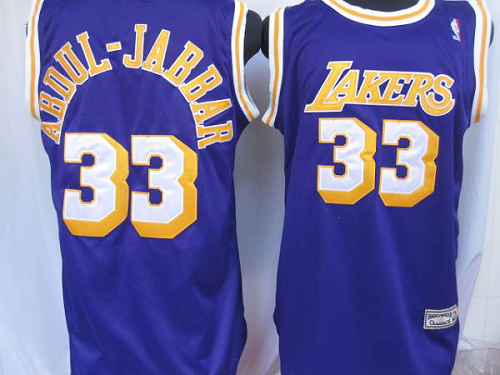 MitchellAndNess Men's Los Angeles Lakers #33 Abdul-Jabbar Purple Throwback Stitched NBA Jersey