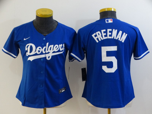 Women's Nike Los Angeles Dodgers #5 Freddie Freeman Royal Stitched MLB Cool Base Jersey