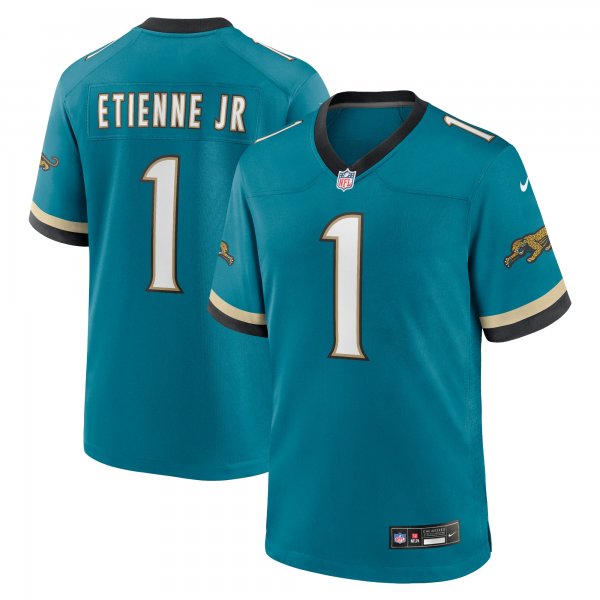 Men's Jacksonville Jaguars #1 Travis Etienne Jr Nike Teal Prowler Throwback Limited Jersey