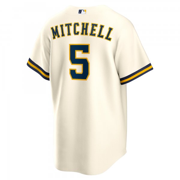 Men's Milwaukee Brewers Garrett Mitchell Nike Cream Replica Player Jersey