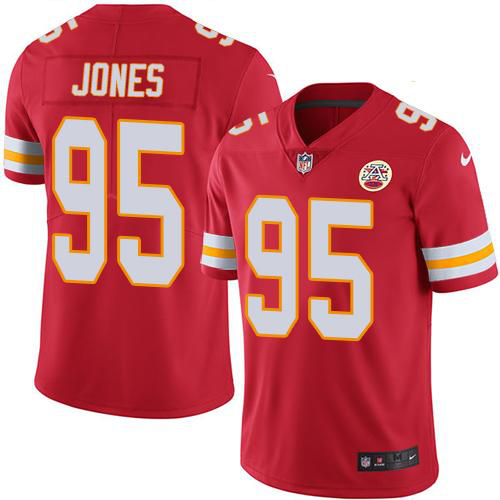 Men's Nike Kansas City Chiefs #95 Chris Jones Red Team Color Stitched NFL Vapor Untouchable Limited Jersey