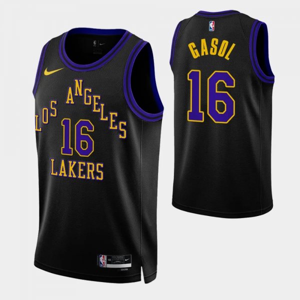 2023-24 City Edition Los Angeles Lakers #16 Pau Gasol Black Swingman Jersey